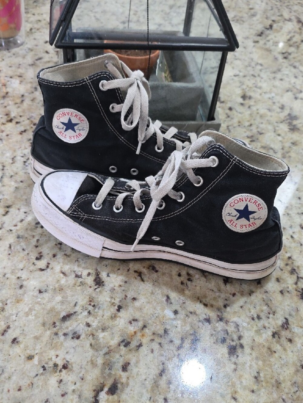 Converse All Star Women's Black and White High-Top Sneakers Size 8 - Picture 3 of 7